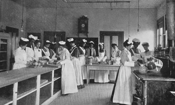 Framed Print : Class in cooking, 1904. Creator: Frances Benjamin Johnston Framed Print : Class in cooking, 1904. Creator: Frances Benjamin Johnston