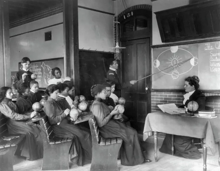 Framed Print : A class in mathematical geography studying earth's rotation... Hampton Institute, Virginia, 1899. Creator: Frances Benjamin Johnston Framed Print : A class in mathematical geography studying earth's rotation... Hampton Institute, Virginia, 1899. Creator: Frances Benjamin Johnston