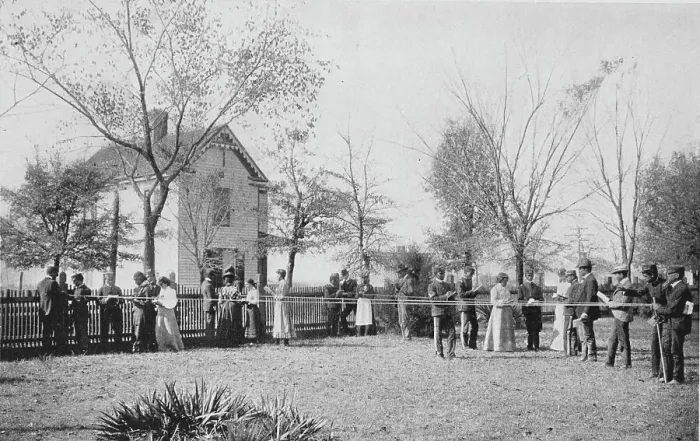 Framed Print : Class in outdoor geometry, 1904. Creator: Frances Benjamin Johnston Framed Print : Class in outdoor geometry, 1904. Creator: Frances Benjamin Johnston