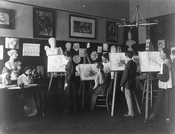 A class in painting, Central High School, (1899?). Creator: Frances Benjamin Johnston