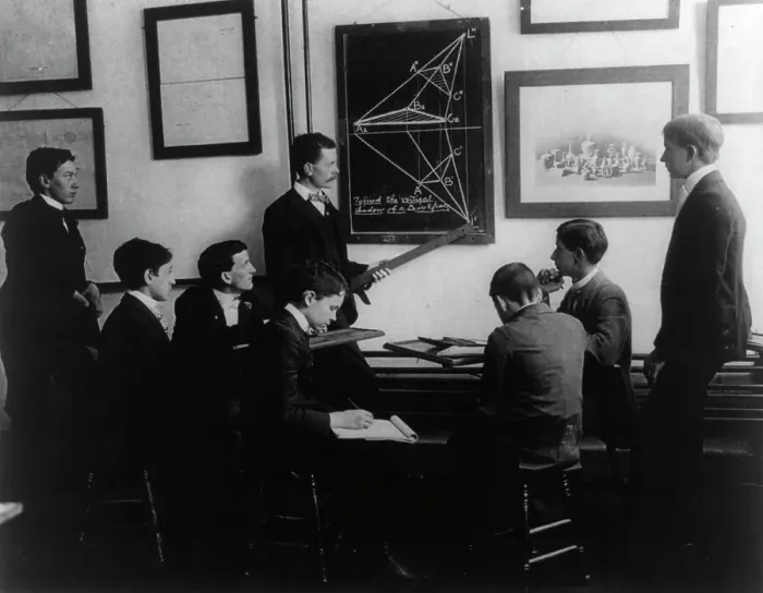 Framed Print : Class in solid geometery, Manual Training, (1899?). Creator: Frances Benjamin Johnston Framed Print : Class in solid geometery, Manual Training, (1899?). Creator: Frances Benjamin Johnston