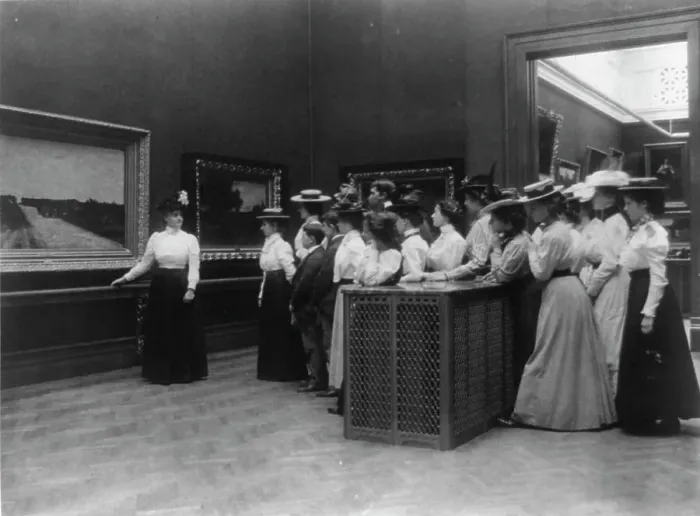 Framed Print : A class visiting the Art Gallery, (1899?). Creator: Frances Benjamin Johnston Framed Print : A class visiting the Art Gallery, (1899?). Creator: Frances Benjamin Johnston