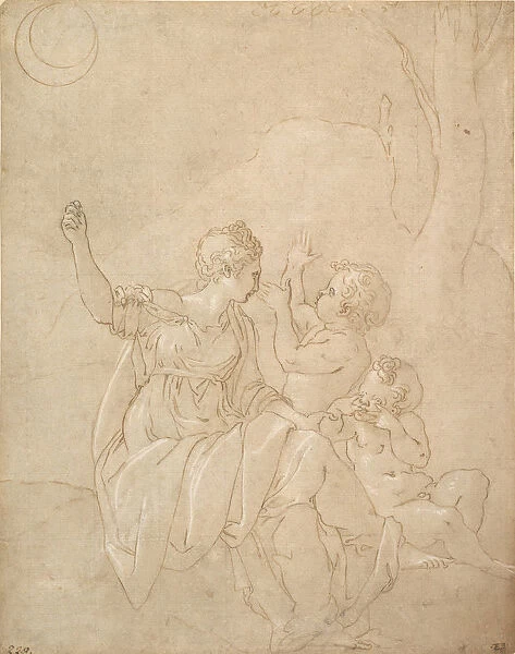 Classical Female Figure (Diana or Venus) with Two Infants, ca. 1539-42