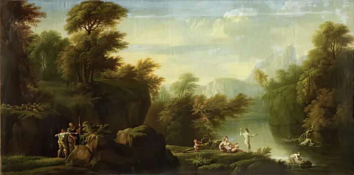 Framed Print : A Classical Landscape, 1736. Creator: James Norie Framed Print : A Classical Landscape, 1736. Creator: James Norie
