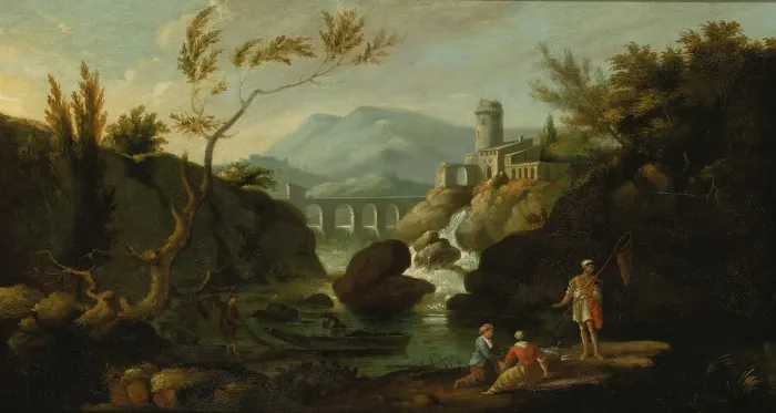 Framed Print : Classical Landscape, 1822-1826. Creators: John Ritto Penniman, Moses A. Swett Framed Print : Classical Landscape, 1822-1826. Creators: John Ritto Penniman, Moses A. Swett