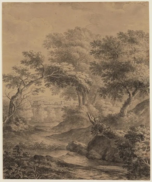 Framed Print : Classical Landscape with a Distant City, c1800s. Creator: Luigi Gasparini Framed Print : Classical Landscape with a Distant City, c1800s. Creator: Luigi Gasparini