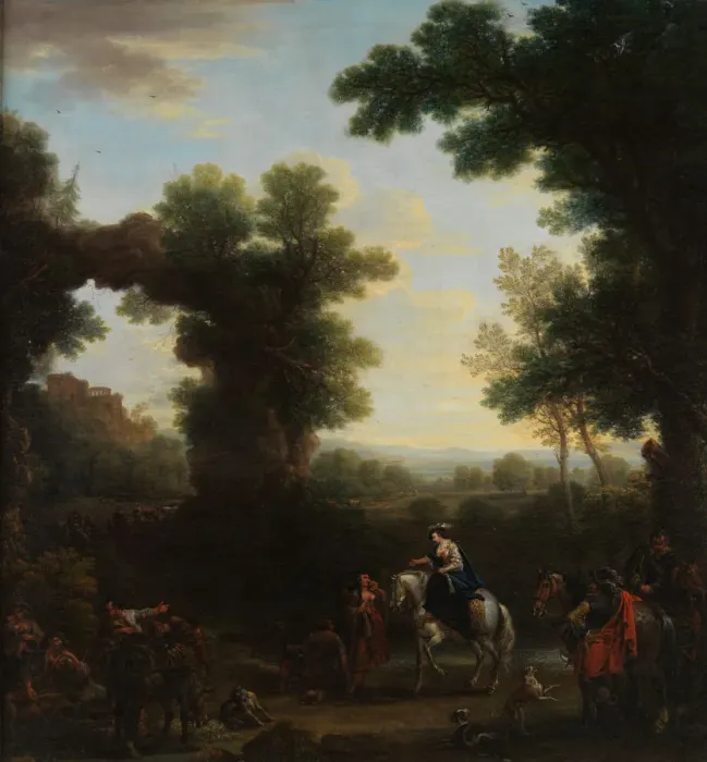 Framed Print : Classical Landscape with Gypsies, 1748. Creator: John Wootton Framed Print : Classical Landscape with Gypsies, 1748. Creator: John Wootton