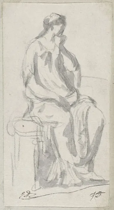 Framed Print : Classical Sculpture of a Pensive Woman, 1775 / 80. Creator: Jacques-Louis David Framed Print : Classical Sculpture of a Pensive Woman, 1775 / 80. Creator: Jacques-Louis David