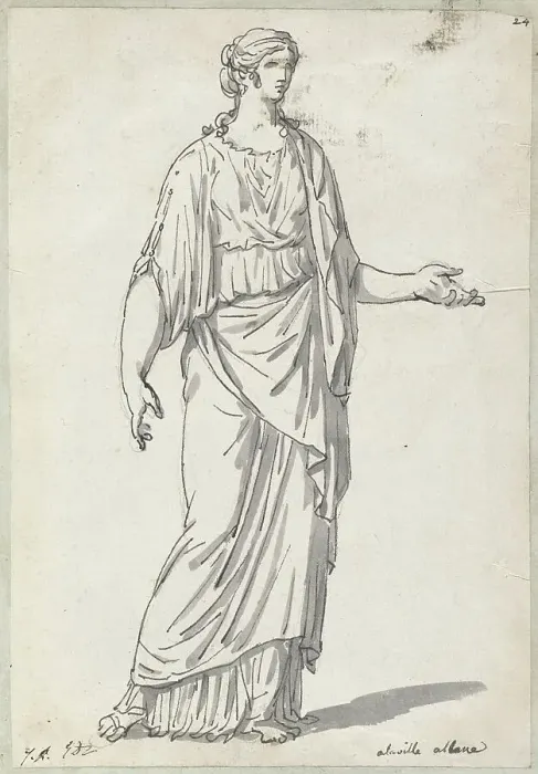 Framed Print : Classical Sculpture of a Woman with an Outstretched Arm, 1775 / 80. Creator: Jacques-Louis David Framed Print : Classical Sculpture of a Woman with an Outstretched Arm, 1775 / 80. Creator: Jacques-Louis David