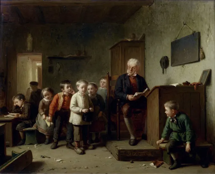 Framed Print : The classroom, 1872. Artist: Heuvel, Theodore Bernard de (1817-1906) Framed Print : The classroom, 1872. Artist: Heuvel, Theodore Bernard de (1817-1906)