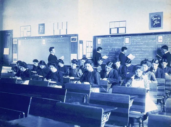 Framed Print : Classroom at the Indian Industrial School, Carlisle, Pennsylvania, between 1901 and 1903. Creator: Frances Benjamin Johnston Framed Print : Classroom at the Indian Industrial School, Carlisle, Pennsylvania, between 1901 and 1903. Creator: Frances Benjamin Johnston