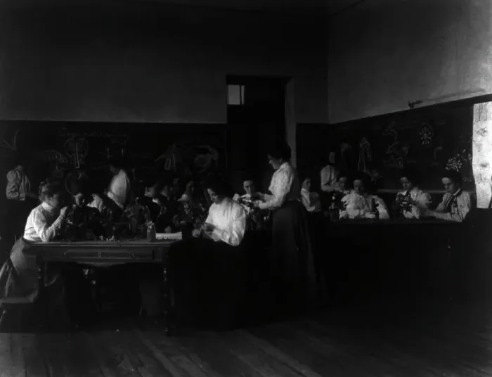 Framed Print : Classroom scene - ladies floriculture class, Normal School, Washington, D.C. (1899?). Creator: Frances Benjamin Johnston Framed Print : Classroom scene - ladies floriculture class, Normal School, Washington, D.C. (1899?). Creator: Frances Benjamin Johnston