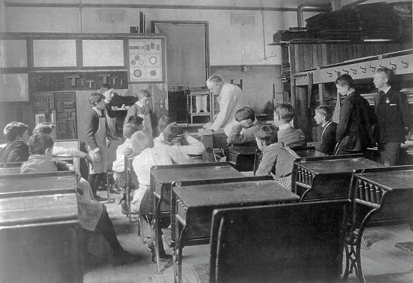 Classroom scenes in Washington, D.C. public schools - carpentry class, (1899?). Creator: Frances Benjamin Johnston