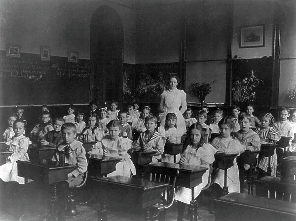 Classroom scenes in Washington, D.C. public schools: general classroom scenes, 1st Division, (1899?) Creator: Frances Benjamin Johnston