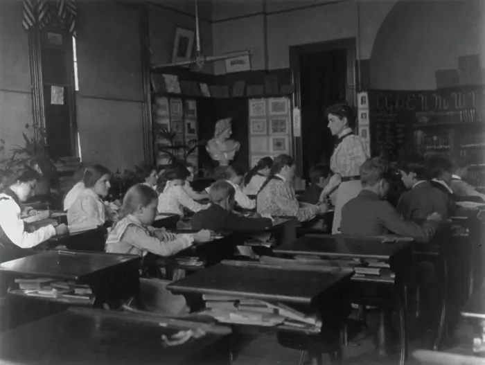Framed Print : Classroom with students and teacher, Washington, D.C. (1899?). Creator: Frances Benjamin Johnston