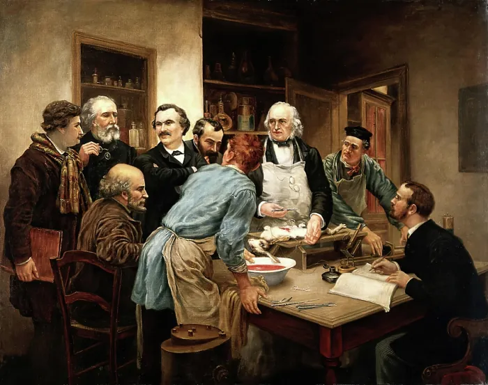 Framed Print : Claude Bernard and his pupils. Creator: Lhermitte, Leon Augustin, 1844-1925 (After) Framed Print : Claude Bernard and his pupils. Creator: Lhermitte, Leon Augustin, 1844-1925 (After)
