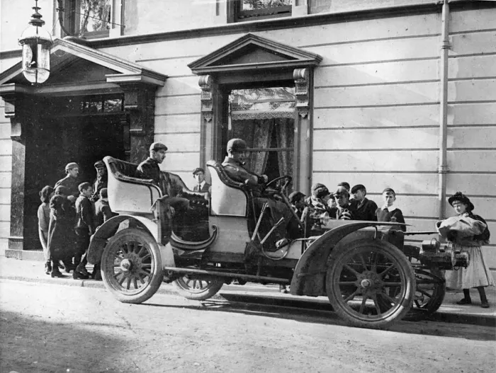 Framed Print : Claude Johnson behind the wheel of a 1905 Rolls-Royce 20hp. Creator: Unknown Framed Print : Claude Johnson behind the wheel of a 1905 Rolls-Royce 20hp. Creator: Unknown