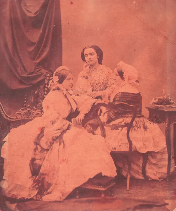 Framed Print : Three Claudet Family Women Seated in Studio, 1850s. Creator: Unknown Framed Print : Three Claudet Family Women Seated in Studio, 1850s. Creator: Unknown