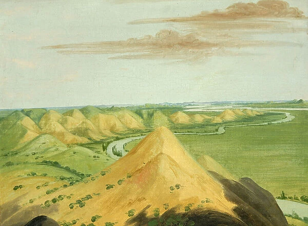 Clay Bluffs, Twenty Miles above the Mandans, 1832. Creator: George Catlin