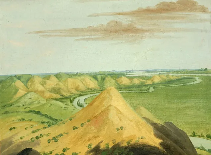 Framed Print : Clay Bluffs, Twenty Miles above the Mandans, 1832. Creator: George Catlin Framed Print : Clay Bluffs, Twenty Miles above the Mandans, 1832. Creator: George Catlin