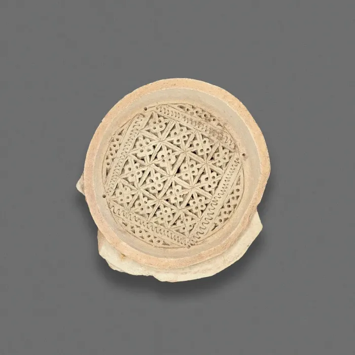 Framed Print : Clay Filter with punched and inscribed decoration, Fatimid dynasty (969-1171), 11th-12th century. Creator: Unknown Framed Print : Clay Filter with punched and inscribed decoration, Fatimid dynasty (969-1171), 11th-12th century. Creator: Unknown