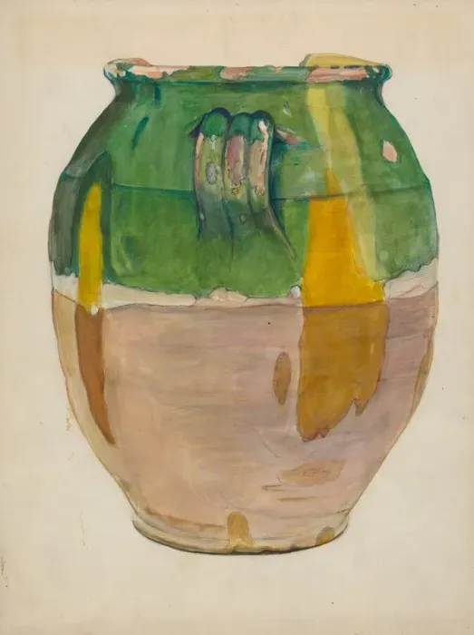 Framed Print : Clay Flower Jar, c. 1936. Creator: Cecily Edwards Framed Print : Clay Flower Jar, c. 1936. Creator: Cecily Edwards