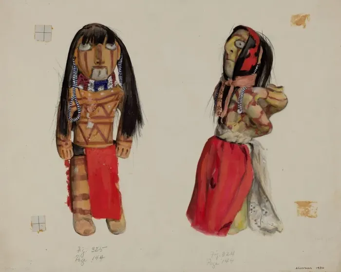 Framed Print : Clay Indian Dolls, 1936. Creator: Jane Iverson Framed Print : Clay Indian Dolls, 1936. Creator: Jane Iverson