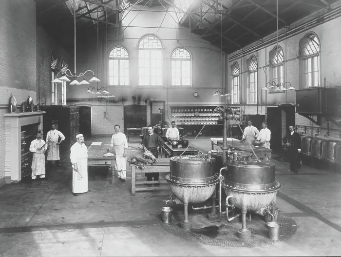 Framed Print : Claybury Asylum, Woodford, Essex: a kitchen, [1893?]. Creator: London & County Photographic Co