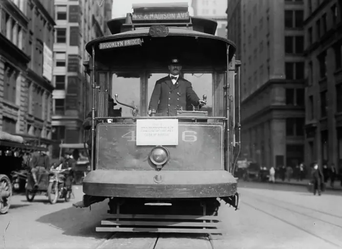 Framed Print : Clean Up day -- street car -- 4th and Madison Ave. 1914. Creator: Bain News Service Framed Print : Clean Up day -- street car -- 4th and Madison Ave. 1914. Creator: Bain News Service
