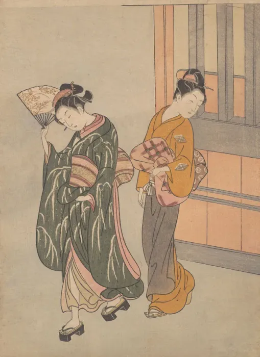 Framed Print : The Clear-day Mountain Wind of the Fan, ca. 1766. ca. 1766. Creator: Suzuki Harunobu Framed Print : The Clear-day Mountain Wind of the Fan, ca. 1766. ca. 1766. Creator: Suzuki Harunobu