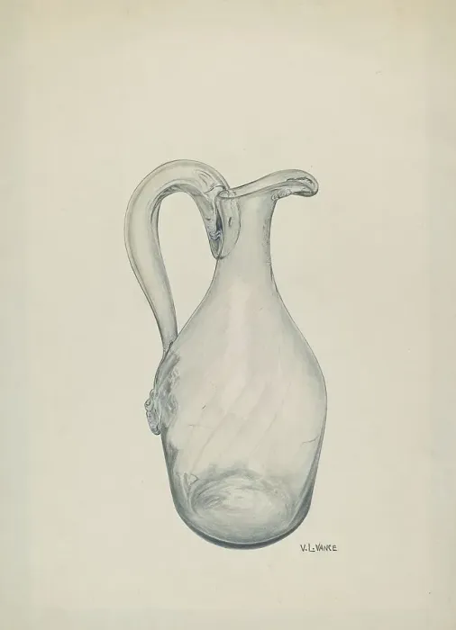 Framed Print : Clear Glass Cruet, c. 1941. Creator: V. L. Vance Framed Print : Clear Glass Cruet, c. 1941. Creator: V. L. Vance