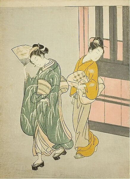 Clearing Breeze from a Fan (Ogi no seiran), from the series 'Eight Views of the...', c. 1766. Creator: Suzuki Harunobu. Clearing Breeze from a Fan (Ogi no seiran), from the series 'Eight Views of the...', c. 1766. Creator: Suzuki Harunobu