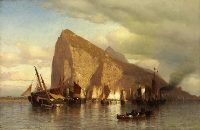 Framed Print : Clearing Storm at Gibraltar, ca. 1860. Creator: Samuel Colman Framed Print : Clearing Storm at Gibraltar, ca. 1860. Creator: Samuel Colman