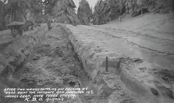 Framed Print : Clearing up volcanic ashes, between c1900 and c1930. Creator: Unknown Framed Print : Clearing up volcanic ashes, between c1900 and c1930. Creator: Unknown