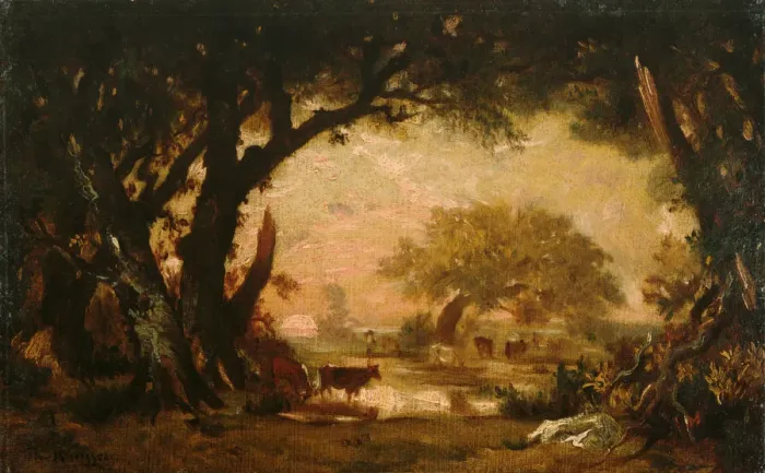 Framed Print : Clearing in the Woods of Fontainebleau. Artist: Rousseau, Theodore (1812-1867) Framed Print : Clearing in the Woods of Fontainebleau. Artist: Rousseau, Theodore (1812-1867)