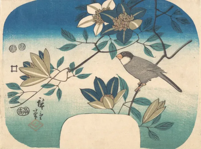 Framed Print : Clematis and Bird, 1852. 1852. Creator: Ando Hiroshige Framed Print : Clematis and Bird, 1852. 1852. Creator: Ando Hiroshige