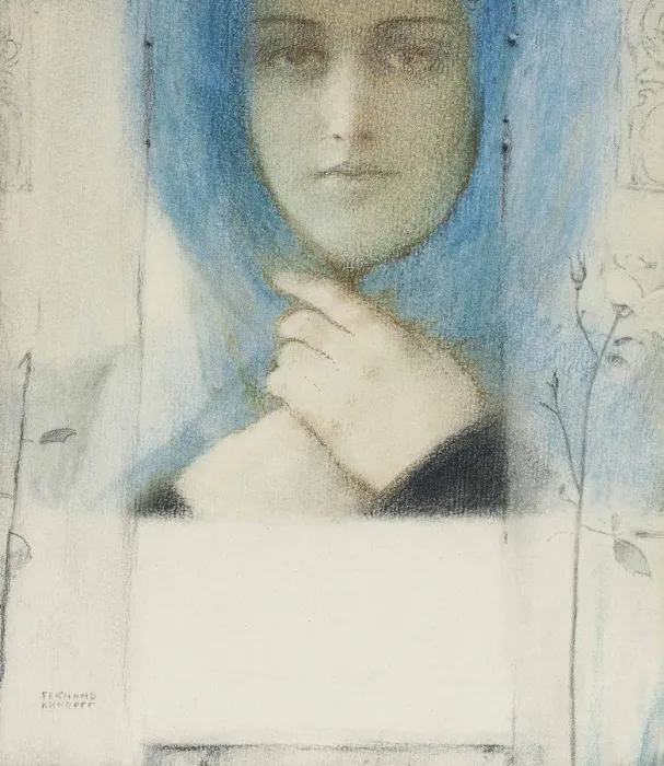Framed Print : Clematis, c. 1914. Creator: Khnopff, Fernand (1858-1921) Framed Print : Clematis, c. 1914. Creator: Khnopff, Fernand (1858-1921)