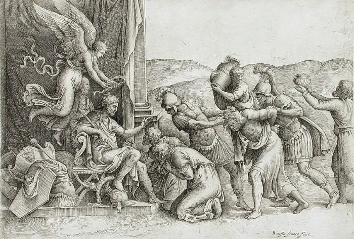 Framed Print : The Clemency of Scipio, between 1530 and 1560. Creator: Battista Franco Veneziano Framed Print : The Clemency of Scipio, between 1530 and 1560. Creator: Battista Franco Veneziano