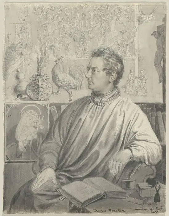 Framed Print : Clemens Brentano, 1837. Creator: Ludwig Emil Grimm Framed Print : Clemens Brentano, 1837. Creator: Ludwig Emil Grimm