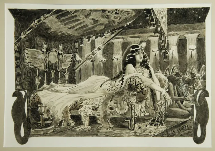 Framed Print : Cleopatra on bed, 1899. Artist: Vrubel, Mikhail Alexandrovich (1856-1910) Framed Print : Cleopatra on bed, 1899. Artist: Vrubel, Mikhail Alexandrovich (1856-1910)