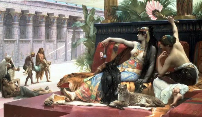 Framed Print : Cleopatra testing poisons on those condemned to death, late 19th century. Artist: Sir Lawrence Alma-Tadema Framed Print : Cleopatra testing poisons on those condemned to death, late 19th century. Artist: Sir Lawrence Alma-Tadema