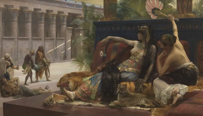 Framed Print : Cleopatra Testing Poisons on Condemned Prisoners, 1887. Creator: Cabanel, Alexandre (1823-1889) Framed Print : Cleopatra Testing Poisons on Condemned Prisoners, 1887. Creator: Cabanel, Alexandre (1823-1889)