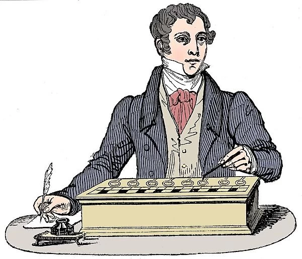 Clerk using a Pascal adding machine, 1835
