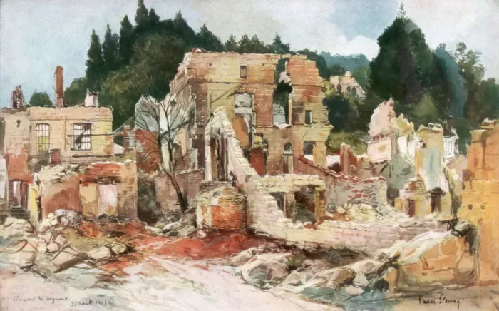 Framed Print : Clermont-en-Argonne, France, August 1915, (1926). Artist: Francois Flameng Framed Print : Clermont-en-Argonne, France, August 1915, (1926). Artist: Francois Flameng