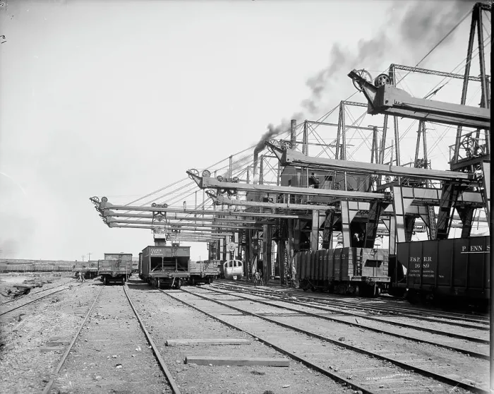 Framed Print : Cleveland & Pittsburgh ore docks, Cleveland, between 1900 and 1906. Creator: Unknown. Cleveland & Pittsburgh ore docks, Cleveland, between 1900 and 1906. Creator: Unknown Framed Print : Cleveland & Pittsburgh ore docks, Cleveland, between 1900 and 1906. Creator: Unknown. Cleveland & Pittsburgh ore docks, Cleveland, between 1900 and 1906. Creator: Unknown