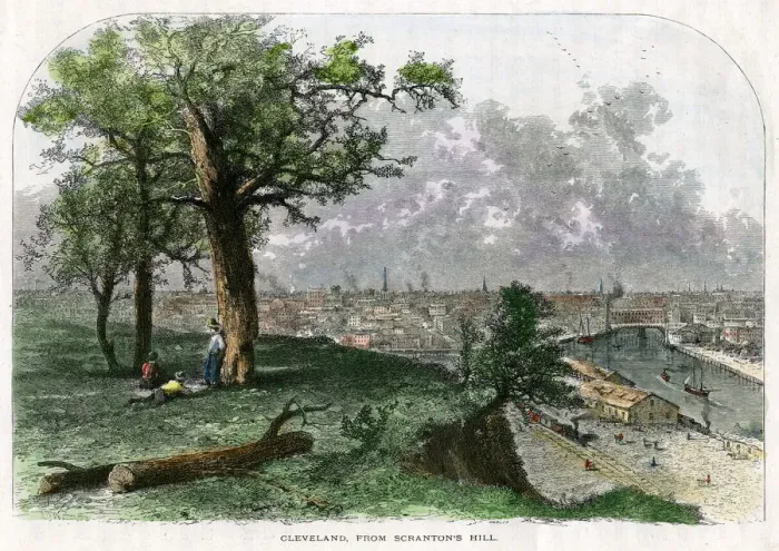 Framed Print : Cleveland, from Scrantons Hill, Ohio, USA, 19th century. Artist: Harley Framed Print : Cleveland, from Scrantons Hill, Ohio, USA, 19th century. Artist: Harley