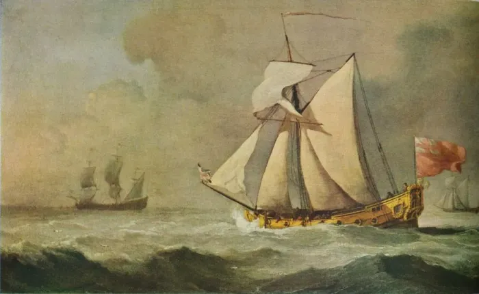 Framed Print : The Cleveland Yacht at Sea in a Fresh Breeze, 1678. Artist: Willem van de Velde the Younger Framed Print : The Cleveland Yacht at Sea in a Fresh Breeze, 1678. Artist: Willem van de Velde the Younger