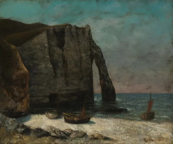 Framed Print : The Cliff at Etretat, after 1872. Creator: Gustave Courbet (French, 1819-1877), imitator of Framed Print : The Cliff at Etretat, after 1872. Creator: Gustave Courbet (French, 1819-1877), imitator of