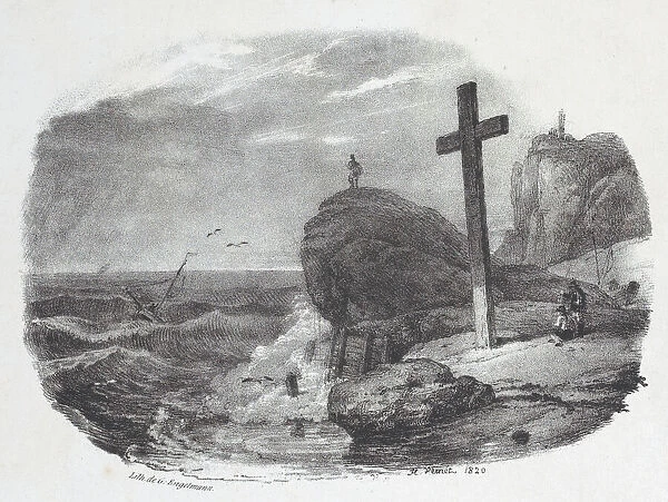 Cliff of Fecamp, 1820. Creator: Emile Jean-Horace Vernet