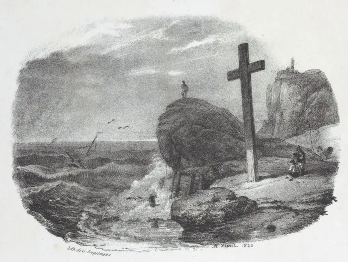 Framed Print : Cliff of Fecamp, 1820. Creator: Emile Jean-Horace Vernet Framed Print : Cliff of Fecamp, 1820. Creator: Emile Jean-Horace Vernet